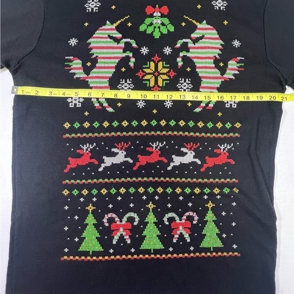 Unicorn black tacky Christmas sweater size L/Large - Picture 7 of 7